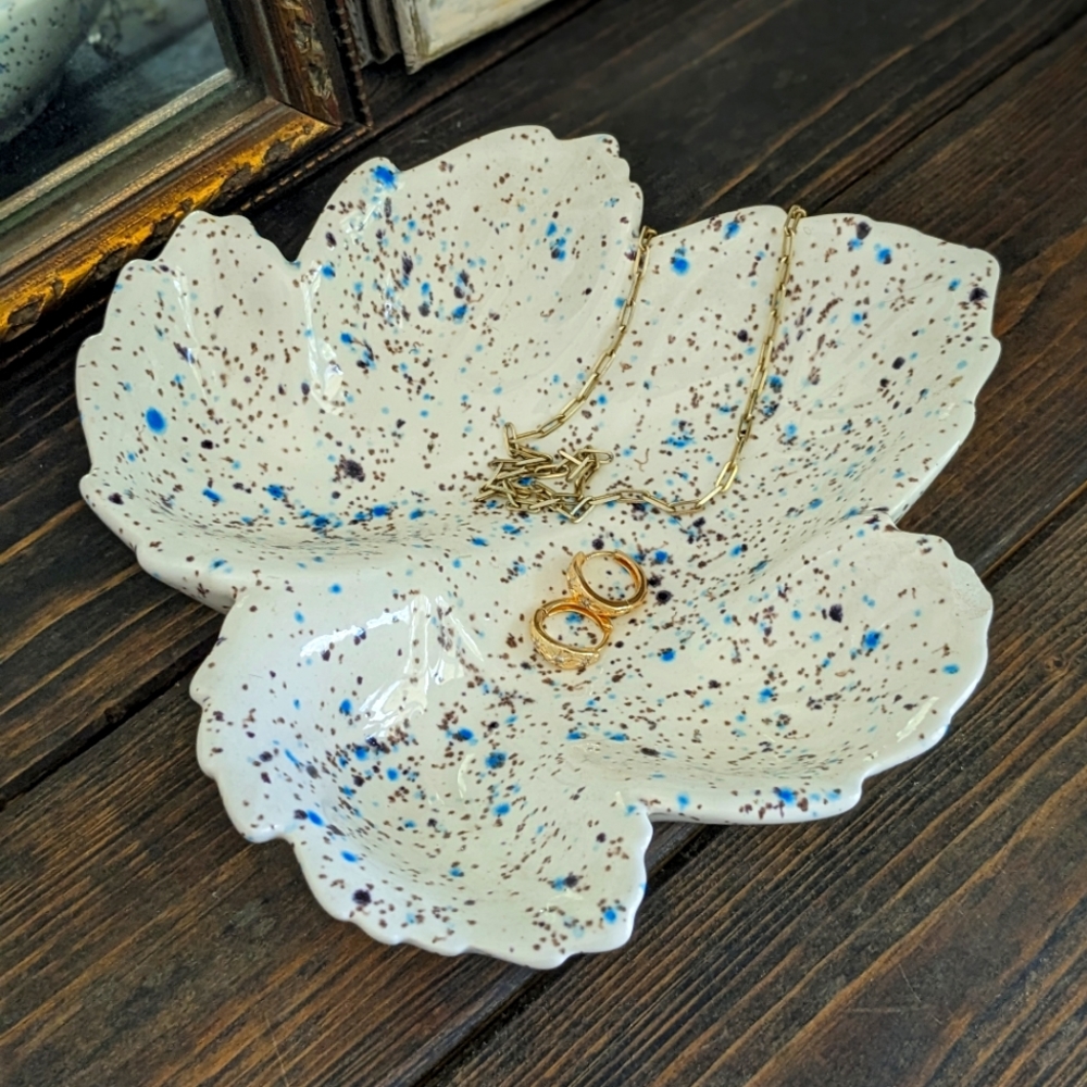 Handmade Pottery Leaf Shaped Catch All Dish